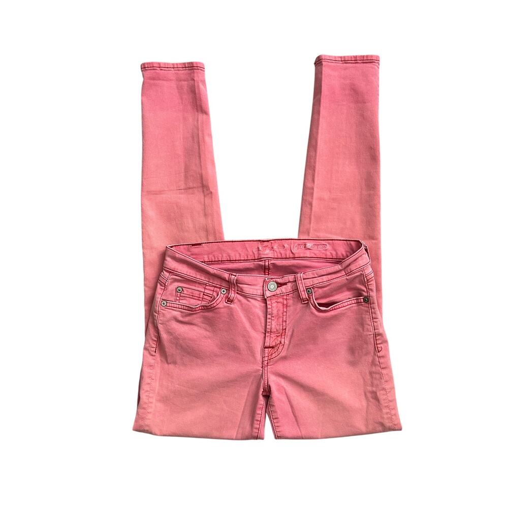 7 For All Mankind Gwenevere Pink Skinny Jeans Size 27